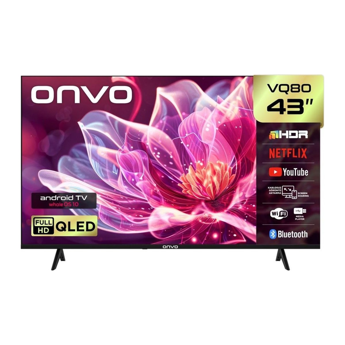 Onvo 43VQ80F3FA 43'' 109 Ekran Uydu Alıcılı Full HD WhaleOS QLED TV